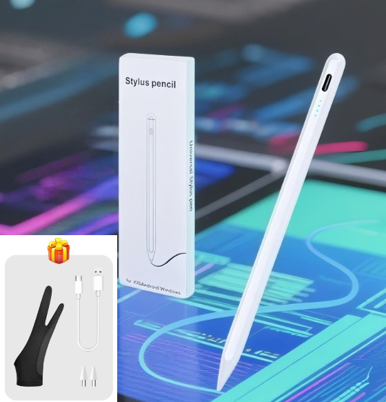 Touchscreen Glove Capacitive - ปากกาสไตลัสแบบชาร์จได้สำหรับ Android พร้อมถุงมือป้องกันการสัมผัสผิดพลาด ปลายเข็มละเอียด ไม่มีอาการหน่วง ปากกาสัมผัสสำหรับ