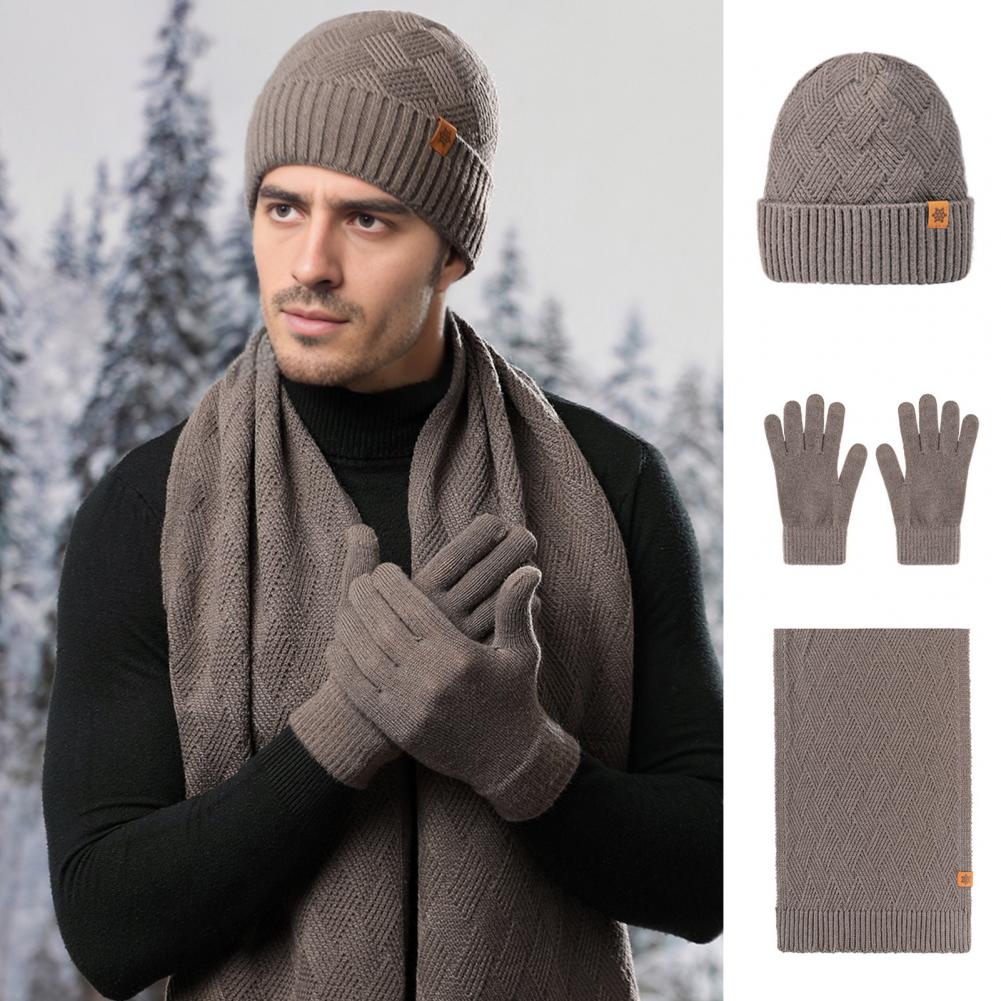 Winter Glove Insulated - ชุดหมวก ผ้าพันคอ ถุงมือ สำหรับผู้ชาย วัสดุอะคริลิก ระบายอากาศได้ดี