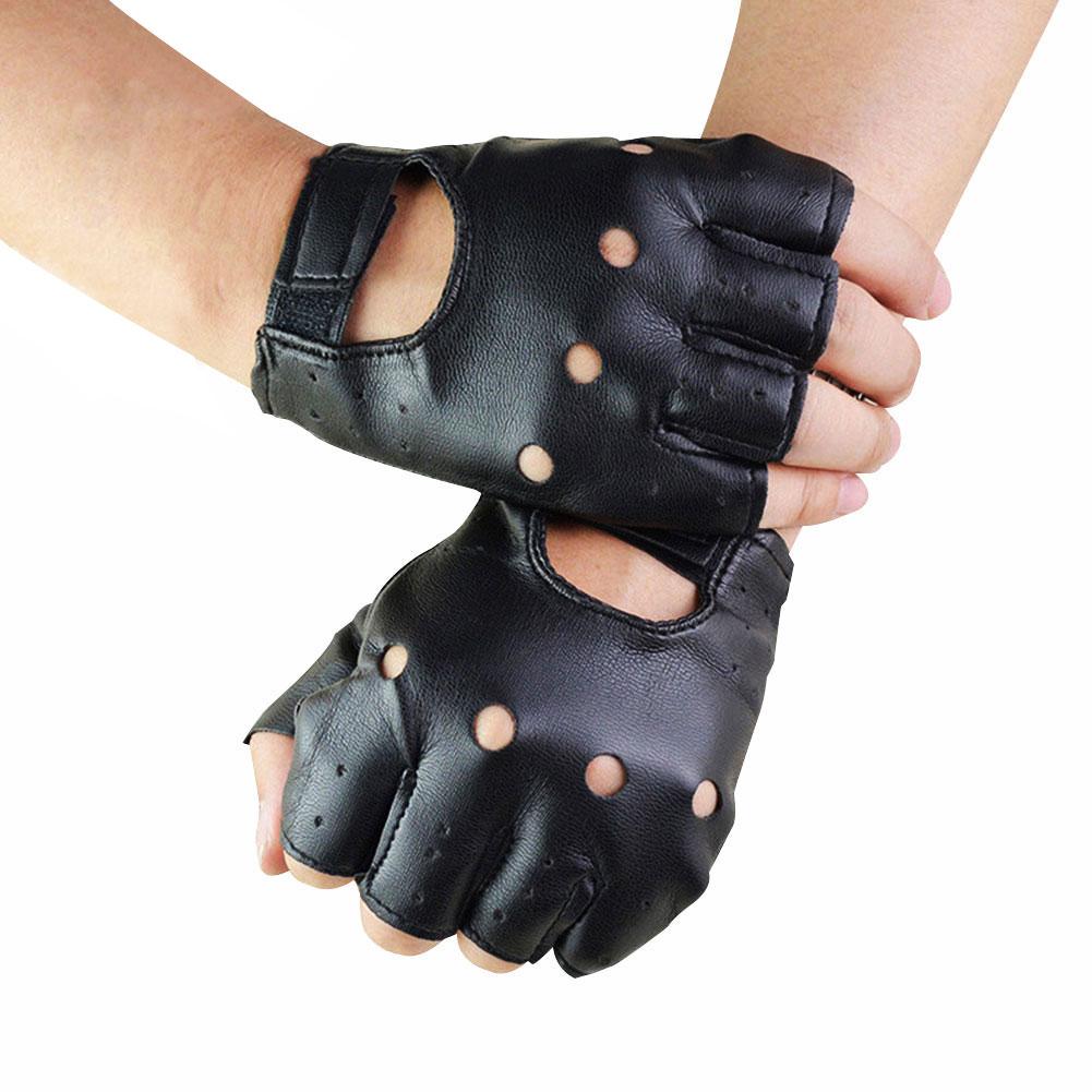 Workout Glove Gym - ถุงมือพังก์ผู้ชาย ถุงมือหนัง PU แบบครึ่งนิ้ว สไตล์พังก์ ระบายอากาศได้ดี