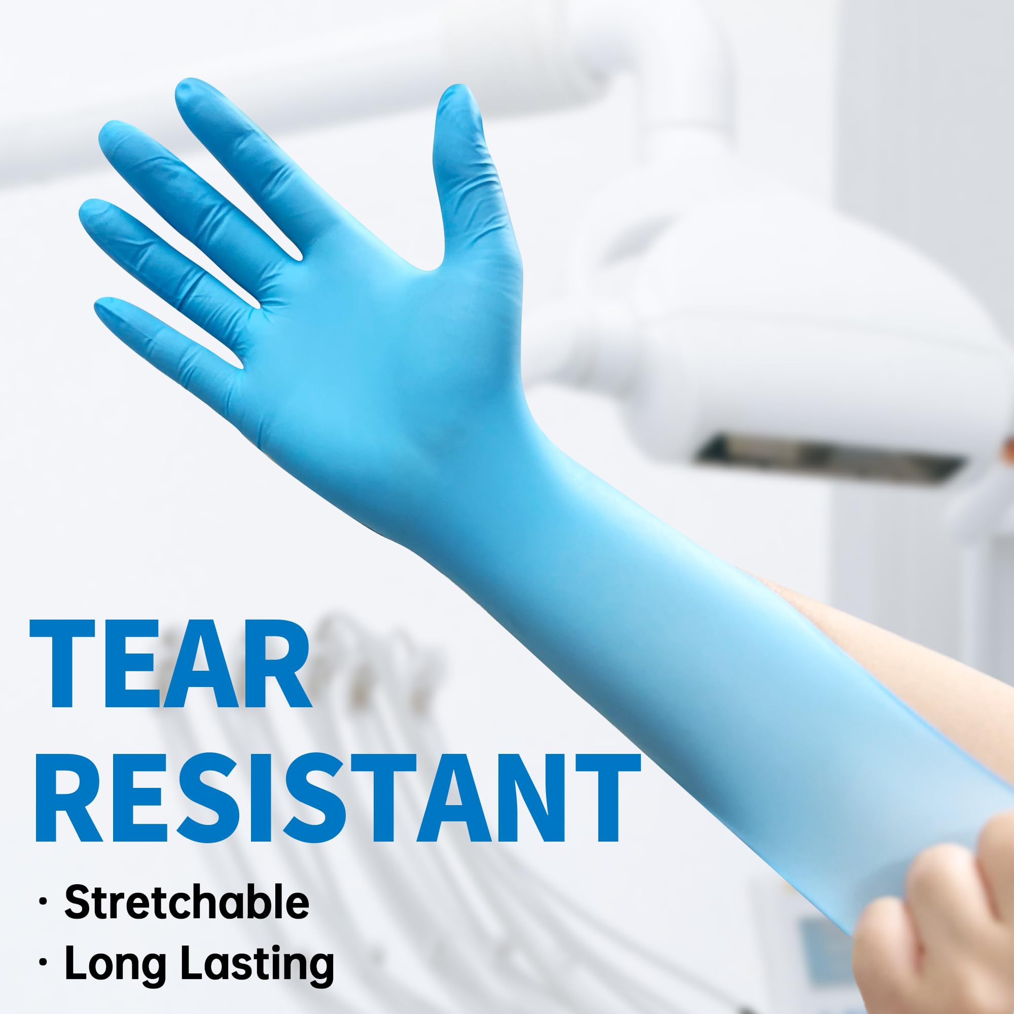 Exam Glove Nitrile - ถุงมือตรวจโรคแบบใช้แล้วทิ้งไนไตรล์สีน้ำเงิน 4.5 มิล 100 ชิ้น ปลอดสารเคมี