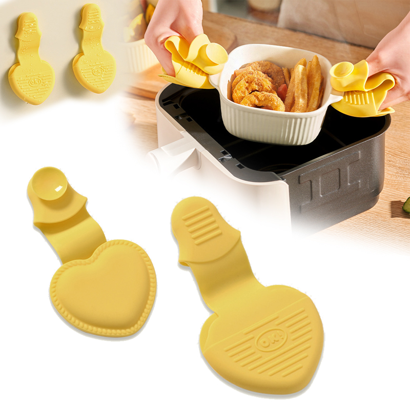 Oven Mitt Silicone - ถุงมือซิลิโคนกันความร้อน 2 ชิ้น ป้องกันการลวก ไม่ลื่น พร้อมคลิปหนีบ