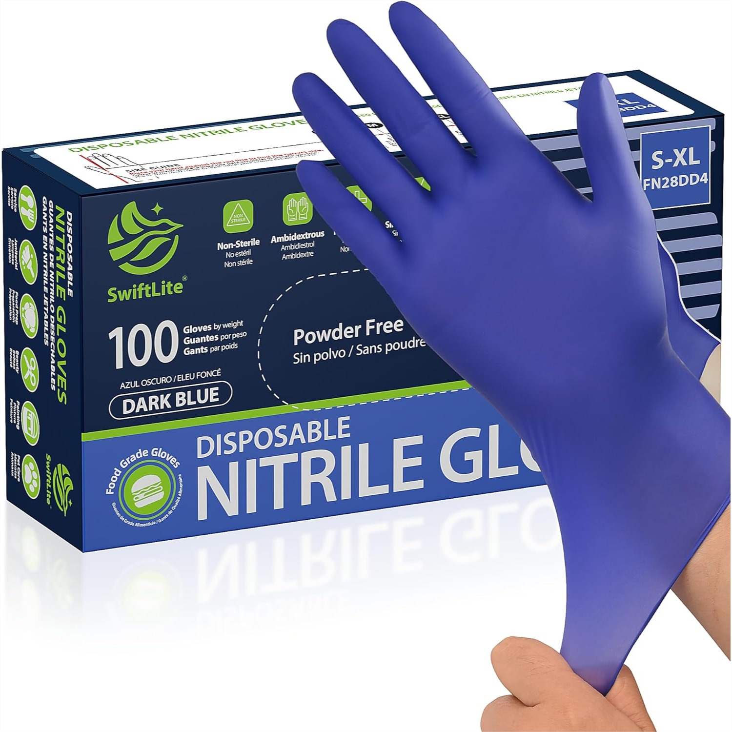 Rubber Glove Cleaning - ถุงมือไนไตรล์แบบใช้แล้วทิ้งสำหรับทำอาหารและทำความสะอาด ถุงมือครัวแบบไม่มีน้ำยางและไม่มีแป้ง พร้อมการยึดเกาะที่แข็งแรง