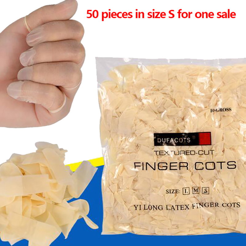 Latex Disposable Glove - ปลอกนิ้วยางแบบใช้แล้วทิ้ง 50 ชิ้น/แพ็ค ป้องกันการลื่น ป้องกันไฟฟ้าสถิต ปลอกนิ้ว