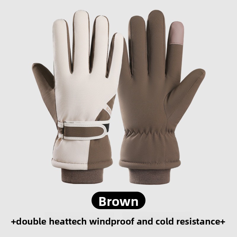 Winter Glove Insulated - ถุงมือกันความเย็นแบบยืดหยุ่น บุขนหนา กันน้ำ รองรับการสัมผัสหน้าจอ เหมาะสำหรับการเดินป่า ปั่นจักรยาน