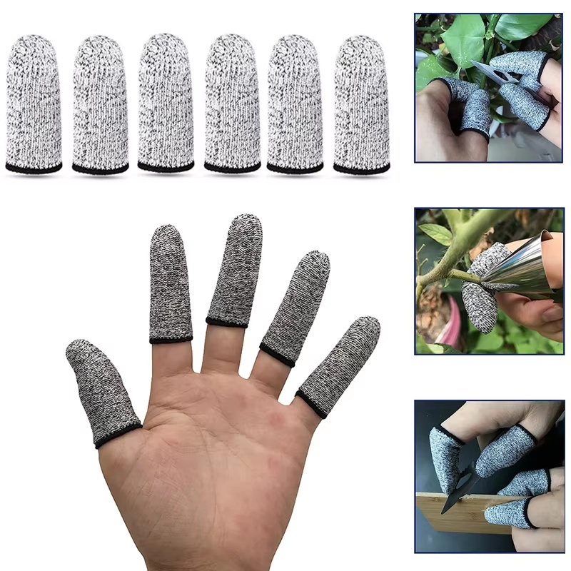 Cut Resistant Glove - ถุงมือป้องกันการบาดระดับสูง 5 ระดับ 5 คู่ พร้อมปลอกนิ้วและปลอกนิ้วโป้ง
