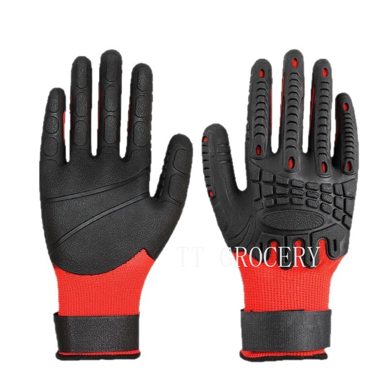 Work Glove Impact - ถุงมือกันกระแทก TPE สำหรับงานอุตสาหกรรมหนัก ถุงมือซับแรงกระแทกสำหรับงานกล ถุงมือทำงานเพื่อความปลอดภัยแบบหนาพิเศษ