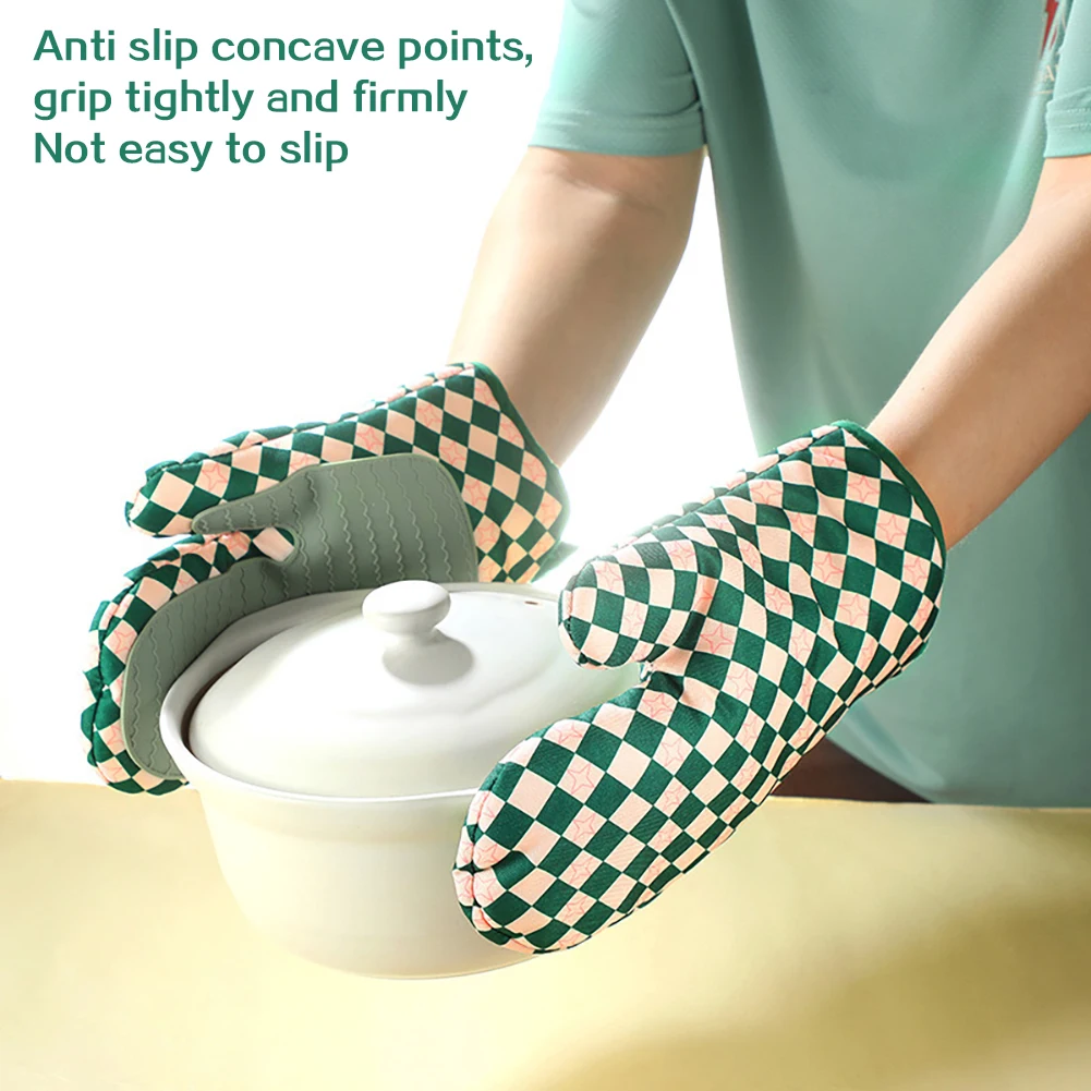 Oven Mitt Silicone - ถุงมือซิลิโคนสำหรับเตาอบ ทนความร้อน หนาขึ้น ไม่ลื่น ถุงมือครัว ถุงมือกันความร้อน