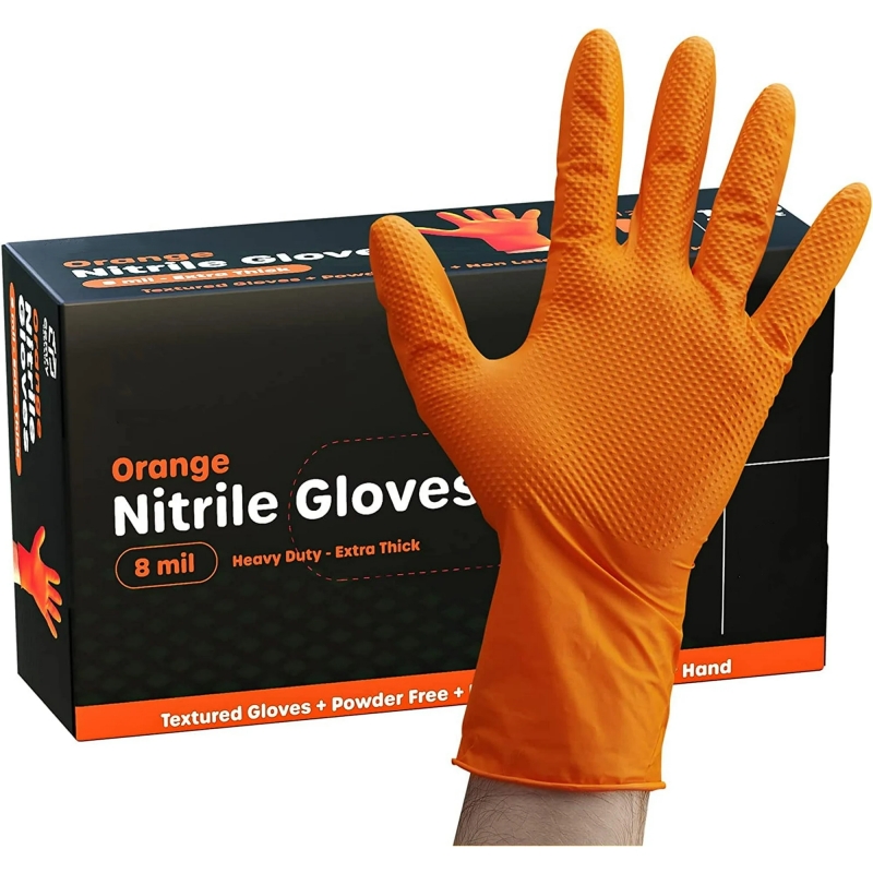 Nitrile Mechanic Glove - 8mil ถุงมือไนไตรล์หนา 30/50PCS อุตสาหกรรมทิ้งถุงมือเพชร Textured Latex