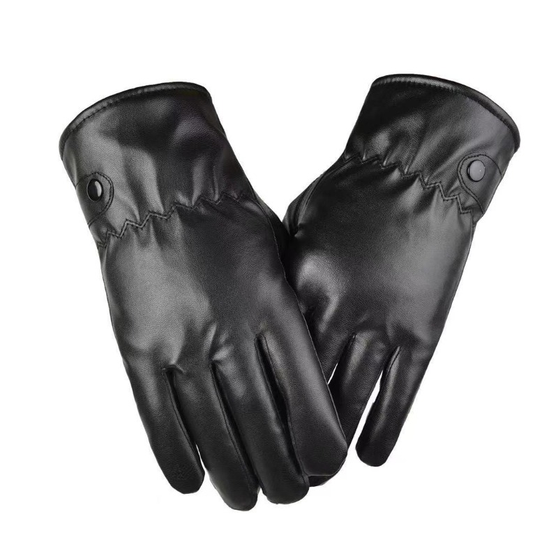 Leather Driving Glove - ถุงมือหนัง PU สีดำแฟชั่นฤดูหนาวสำหรับผู้ชาย แบบบาง สำหรับขับรถ ถุงมือหนังผู้ชายกันลื่น