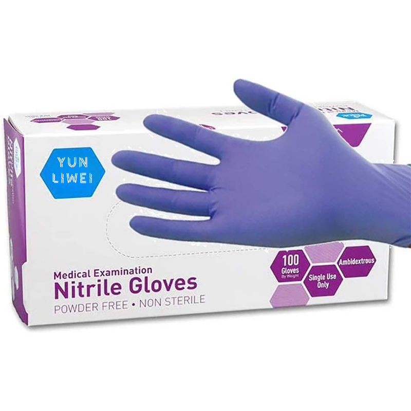 Exam Glove Nitrile - ถุงมือไนไตรล์สีม่วงนุ่มพิเศษแบบใช้แล้วทิ้ง เกรดทางการแพทย์ ปราศจากแป้ง ยืดหยุ่นได้ 5 เท่า