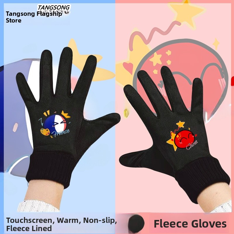 Cycling Glove Padded - ถุงมือปั่นจักรยานหน้าหนาวแบบหน้าจอสัมผัส บุขนแกะ ถุงมือบุนวมสำหรับผู้ชาย ถุงมือขี่จักรยาน ถุงมือถักโพลีเอสเตอร์เนื้อนุ่ม ถุงมืออุ่นข้อมือ