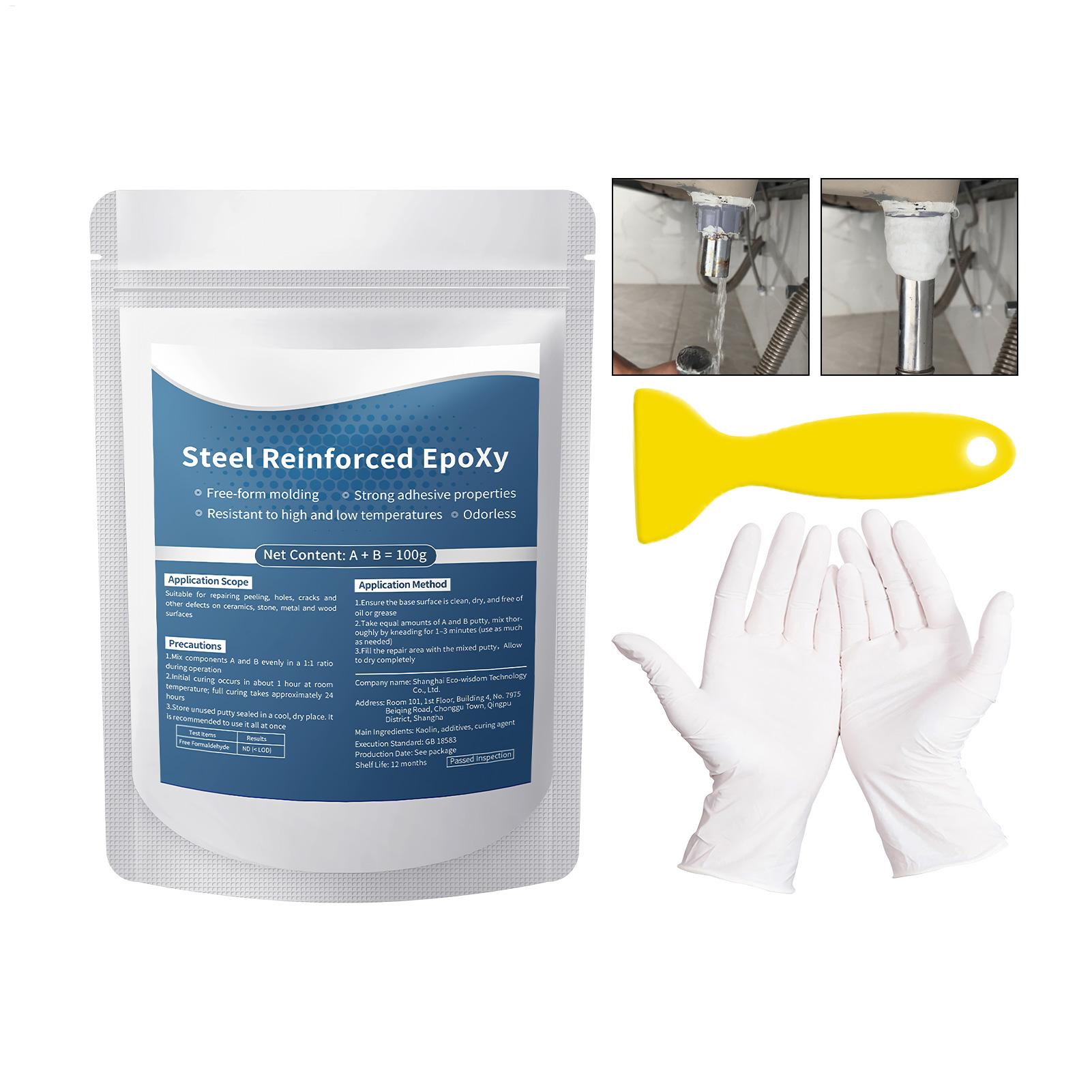 Heat Resistant Glove - ดินน้ำมันซ่อมแซมกันน้ำความแข็งแรงสูง ทนความร้อน สำหรับสระว่ายน้ำ ไม้ โลหะ พร้อมถุงมือและที่ขูด