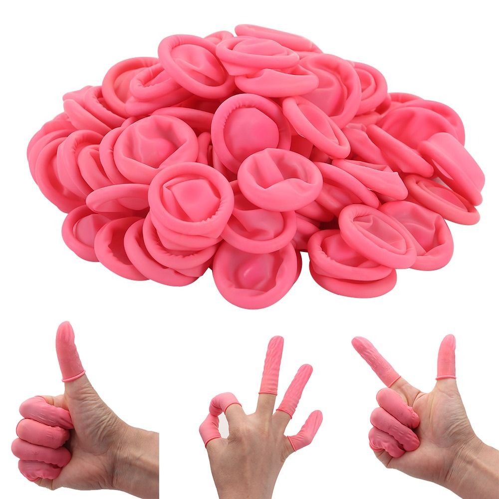 Latex Disposable Glove - ถุงมือยางธรรมชาติแบบใช้แล้วทิ้งถุงมือยางป้องกันไฟฟ้าสถิตย์ปลายนิ้วนวมต่อยมวยอุปกรณ์ทำสีเล็บ100ชิ้น