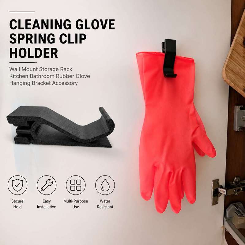 Rubber Glove Cleaning - ที่แขวนติดผนังห้องครัวห้องน้ำแบบหนีบสปริงสำหรับเก็บถุงมือยางทำความสะอาด
