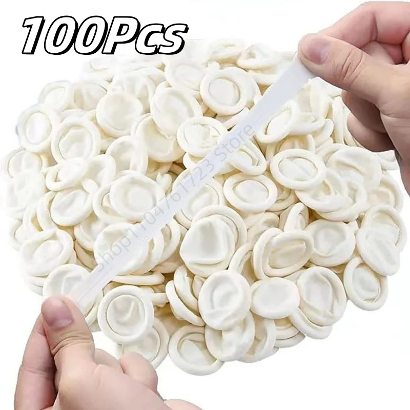 Latex Disposable Glove - ถุงมือยางแบบใช้แล้วทิ้ง 100 ชิ้น ป้องกันการลื่น ป้องกันไฟฟ้าสถิตย์ ปลอกนิ้วลาเท็กซ์