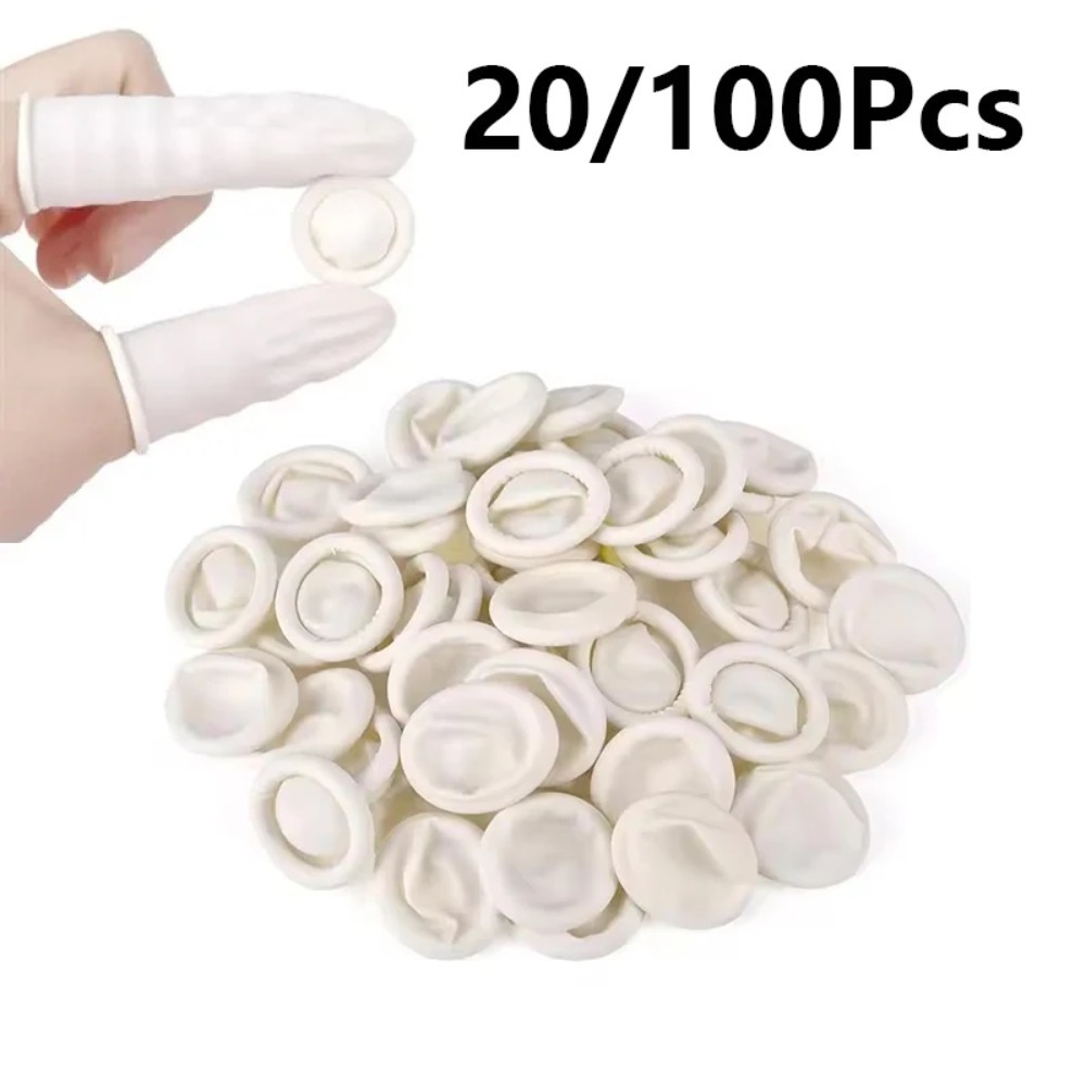 Latex Disposable Glove - 20 ชิ้น/100 ชิ้น ชุดปลอกนิ้วยางลาเท็กซ์แบบใช้แล้วทิ้ง ถุงมือป้องกันปลายนิ้ว