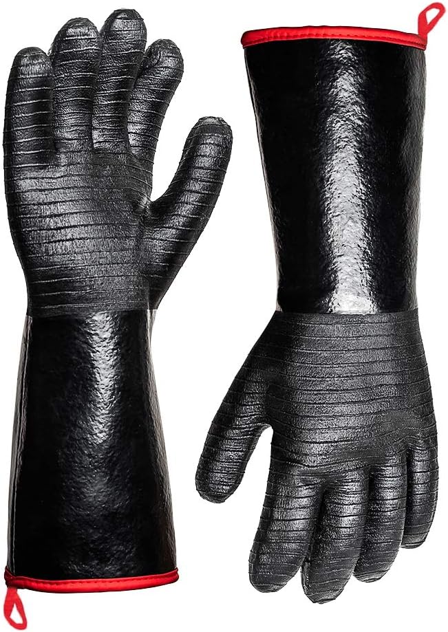 Heat Resistant Glove - ถุงมือกันความร้อนสูงสำหรับย่างบาร์บีคิว แขนยาวกันน้ำเคลือบด้วยนีโอพรีน ขนาด 14 นิ้ว