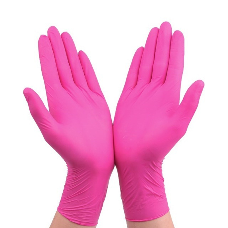 Nitrile Mechanic Glove - สีชมพูสีดําถุงมือไนไตรล์แบบใช้แล้วทิ้งแป้งป้องกันฟรีถุงมือทํางานความปลอดภัยสําหรับห้องครัวร้านเสริมสวยทําความสะอาดถุงมือช่าง