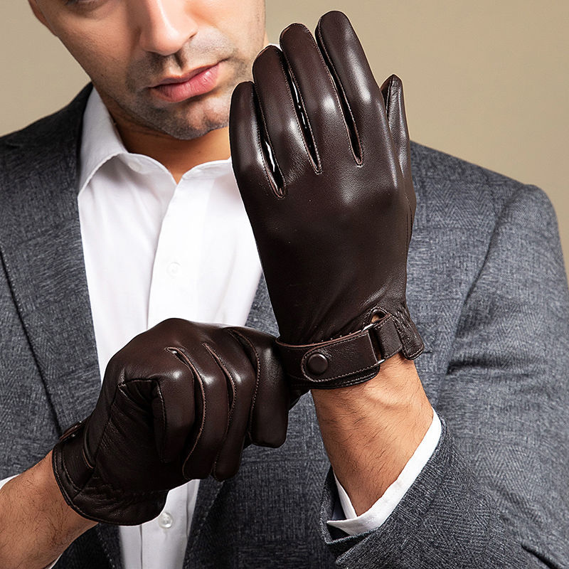 Leather Driving Glove - 2024 ชายSheepskinถุงมือหนังแฟชั่นขับรถขี่ถุงมือแคชเมียร์เรียงรายบางMittensสําหรับชายเหมาะสําหรับของขวัญสําหรับชาย