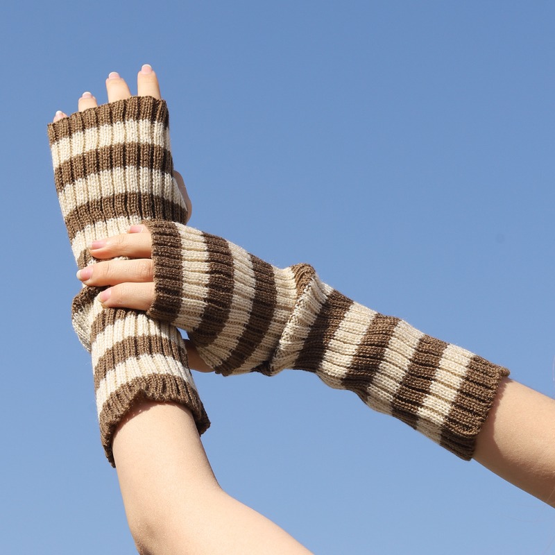 Fingerless Glove Knit - ผู้หญิงถัก Fingerless แขนแขนสไตล์โกธิคลายฤดูหนาวแขนยาวอุ่นหญิง Harajuku Y2K แฟชั่นถุงมือ