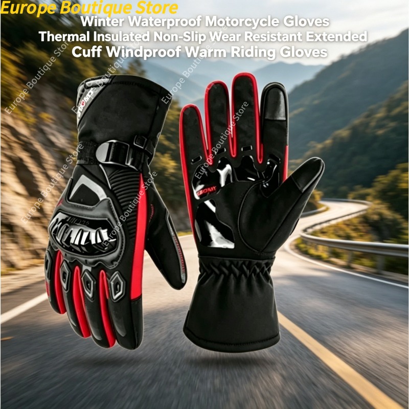 Winter Glove Insulated - กันน้ำ กันลม กันลื่น ถุงมือมอเตอร์ไซค์ฤดูหนาว ฉนวนกันความร้อน ทนทานต่อการสึกหรอ