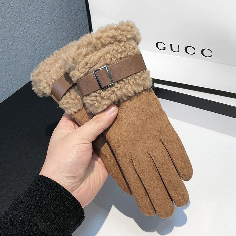 Wool Glove Lined - ถุงมือฤดูหนาวของผู้หญิงหนาอบอุ่นขนแกะบุขนสัตว์ถุงมือขี่กลางแจ้งขับรถเล่นสกีถุงมือกันความเย็น