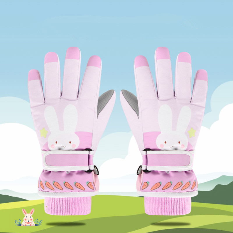Winter Glove Insulated - ถุงมือสกีหิมะสำหรับเด็กในฤดูหนาว, ถุงมือสโนว์บอร์ดกลางแจ้งแบบกันน้ำสำหรับสภาพอากาศหนาวเย็นสำหรับเด็กผู้หญิงวัย 4-13 ปี