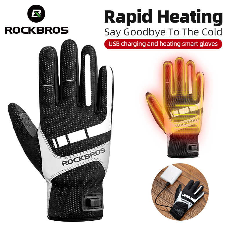Heat Resistant Glove - ROCKBROS ถุงมือฤดูหนาวอุ่นถุงมือขี่จักรยาน USB ชาร์จไฟฟ้าถุงมือสกีหน้าจอสัมผัสรถจักรยานยนต์ขี่เดินป่าถุงมือหิมะ