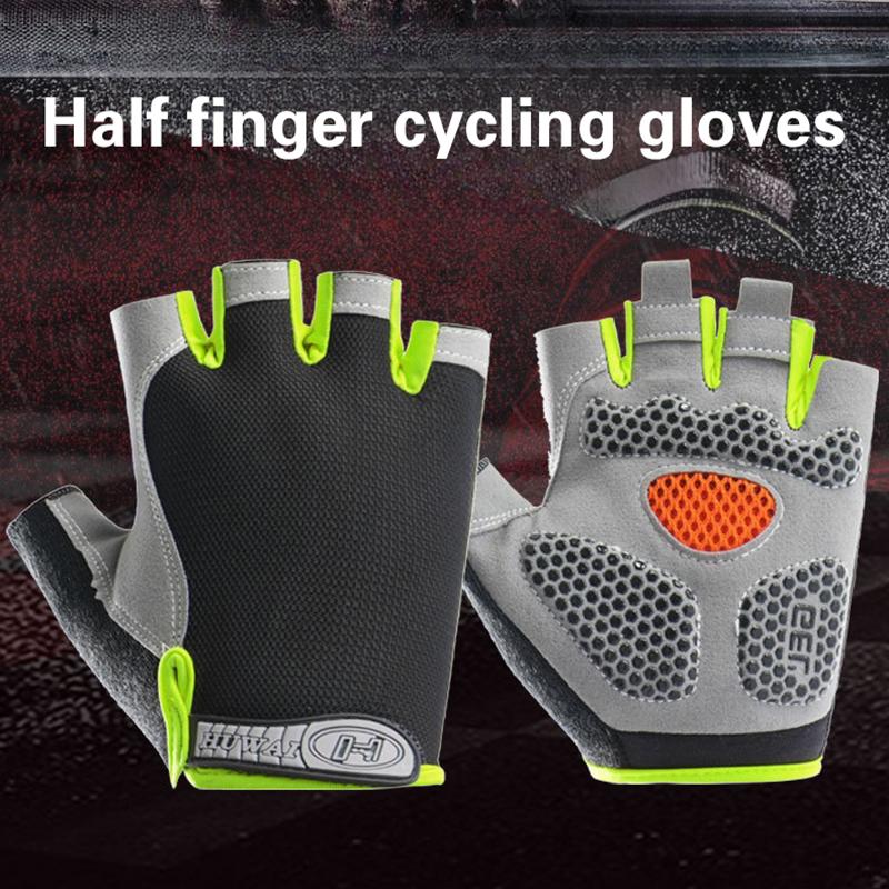 Cycling Glove Padded - ถุงมือปั่นจักรยานแบบครึ่งนิ้วสำหรับผู้ชายและผู้หญิง ป้องกันการลื่น ลดแรงกระแทก ระบายอากาศได้ดี เหมาะสำหรับฤดูร้อน ใช้สำหรับปั่นจักรยาน