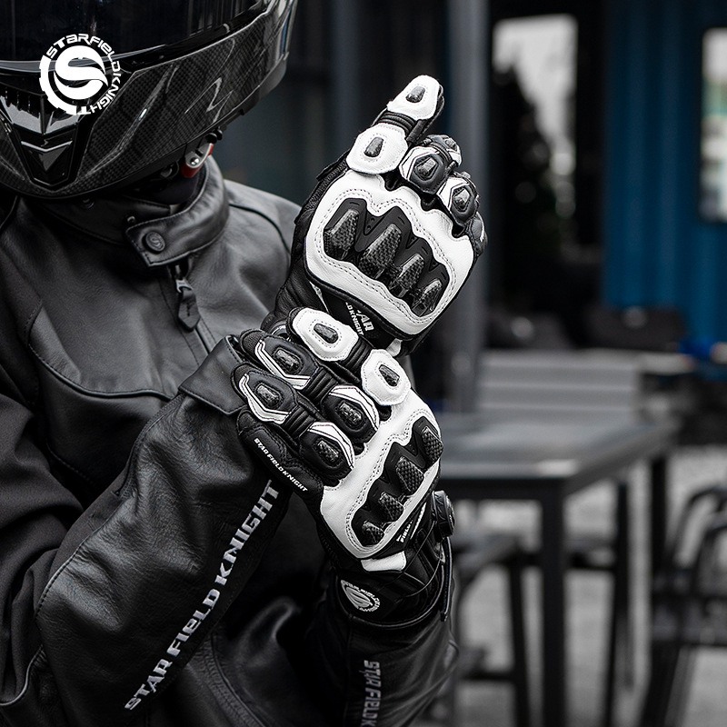 Motorcycle Glove Knuckle - ถุงมือมอเตอร์ไซค์ STAR FIELD KNIGHT สำหรับผู้ชาย หนังแพะ