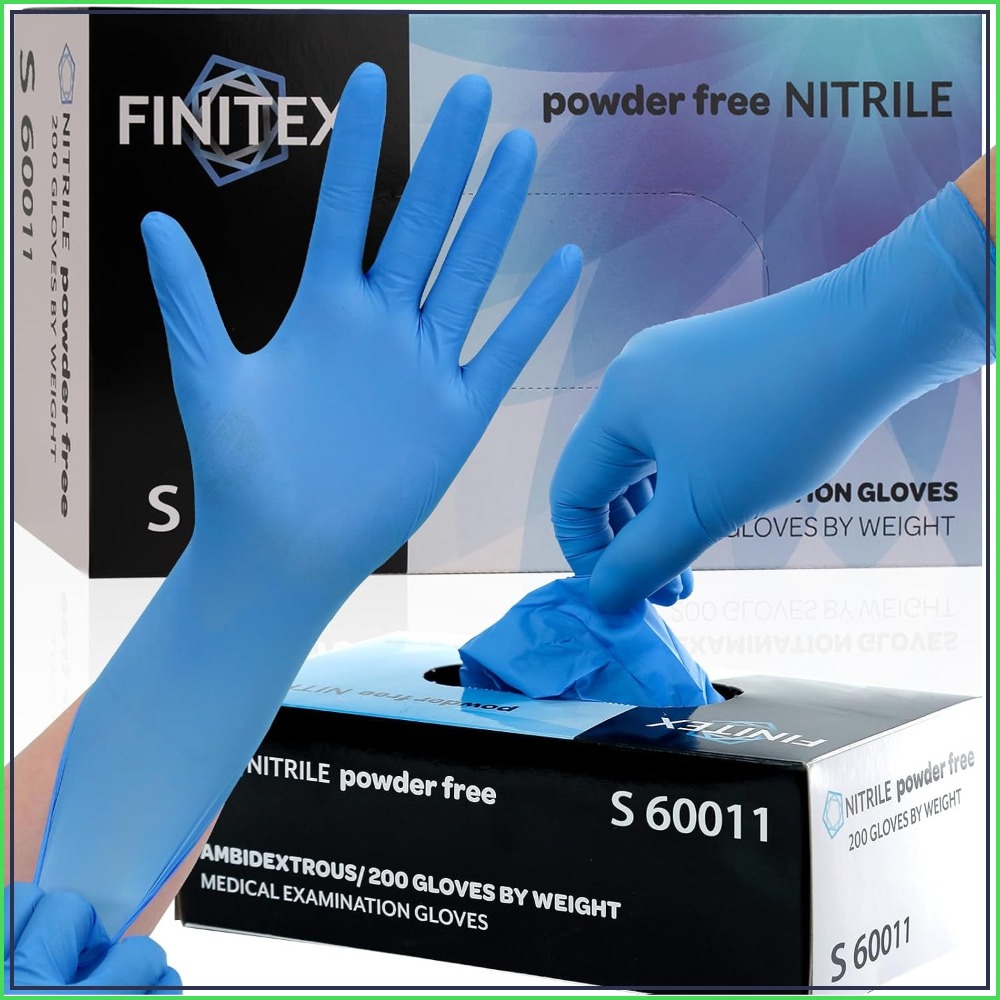 Exam Glove Nitrile - ถุงมือไนไตรล์แบบใช้แล้วทิ้งสีฟ้า - 200 ชิ้น/กล่อง 3.5 มิล