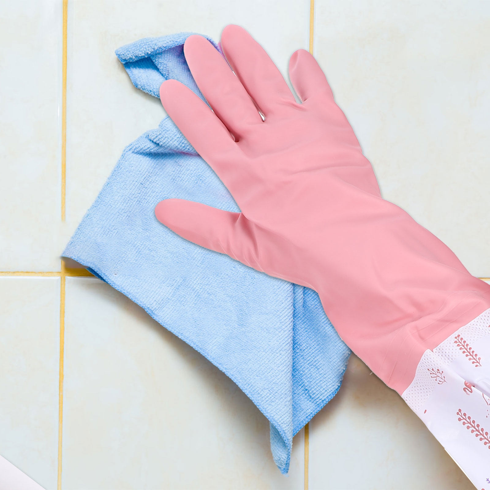 Dish Glove Rubber - ถุงมือทำความสะอาดกันน้ำสำหรับล้างจาน 2 คู่ สำหรับผู้หญิง