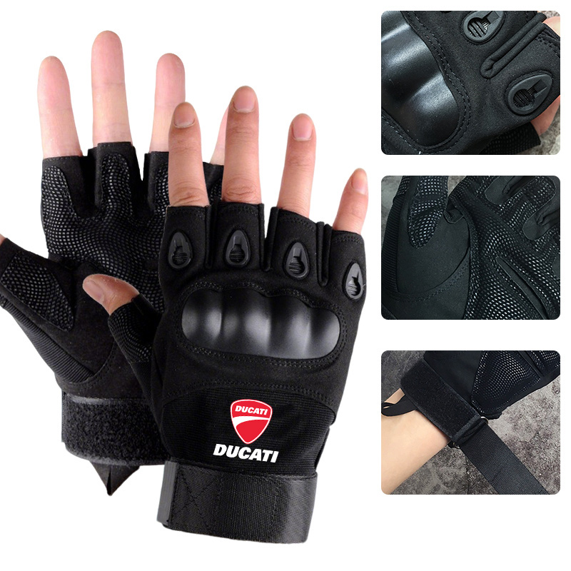 Motorcycle Glove Knuckle - ถุงมือยุทธวิธีแบบแข็งครึ่งนิ้ว ถุงมือกีฬากลางแจ้ง ถุงมือล่าสัตว์ ถุงมือขี่มอเตอร์ไซค์ สำหรับดูคาติ สปอร์ต