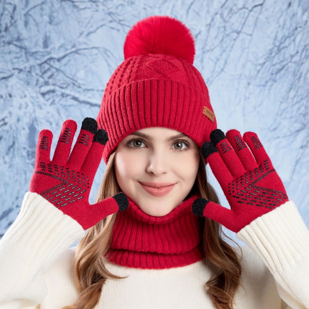 ชุดหมวก ผ้าพันคอ ถุงมือ 3 ชิ้น - Wool Glove Lined บทวิจารณ์และราคา