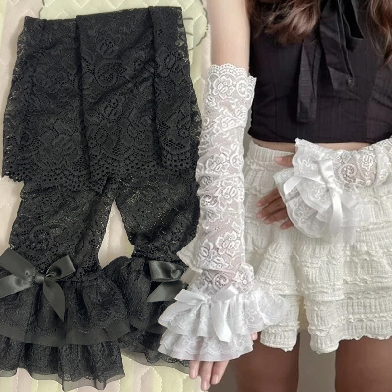 ปลอกแขนลูกไม้แบบโปร่ง แขนยาว ส - Fingerless Glove Knit บทวิจารณ์และราคา