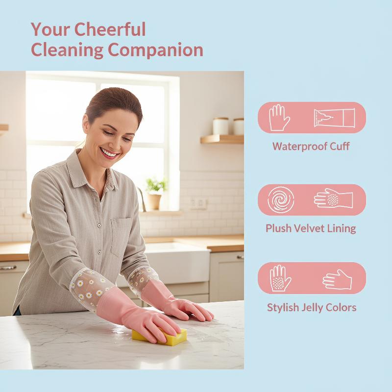 ถุงมือยางกันน้ำลายดอกไม้สำหรับ - Rubber Glove Cleaning บทวิจารณ์และราคา