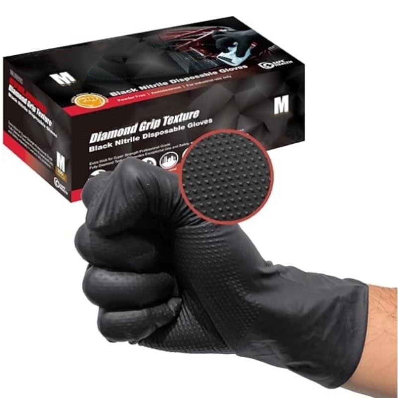 ถุงมือไนไตรล์สีดำแบบหนา 8 มิล  - Nitrile Mechanic Glove บทวิจารณ์และราคา