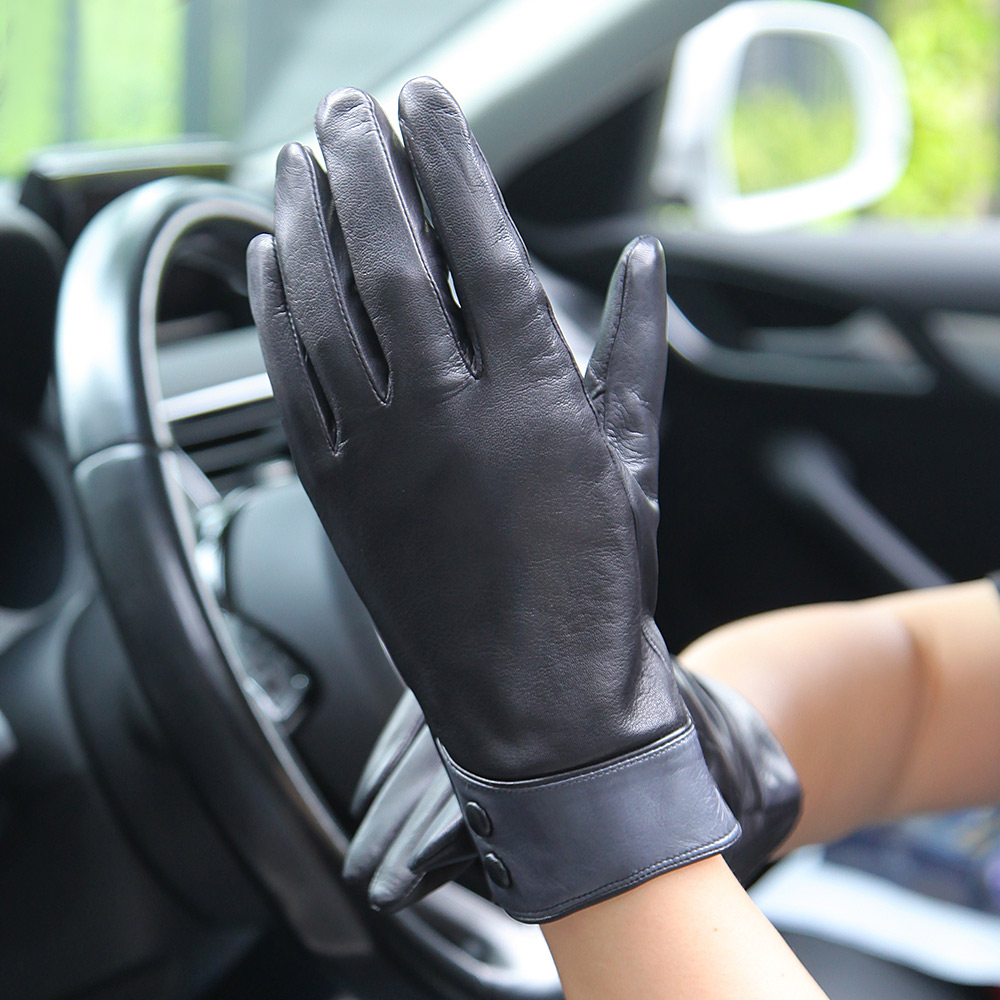 แฟชั่นถุงมือหนังแท้สีดําหญิงฤด - Wool Glove Lined บทวิจารณ์และราคา