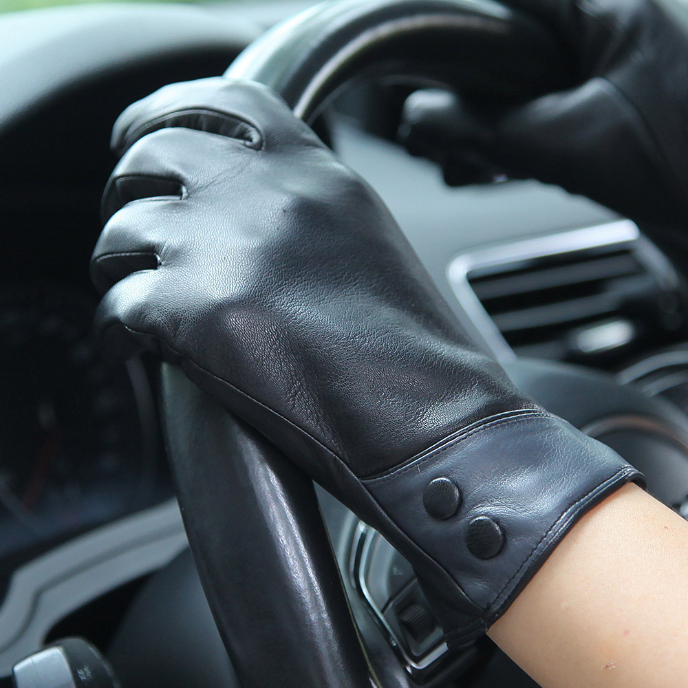 แฟชั่นถุงมือหนังแท้สีดําหญิงฤด - Wool Glove Lined บทวิจารณ์และราคา
