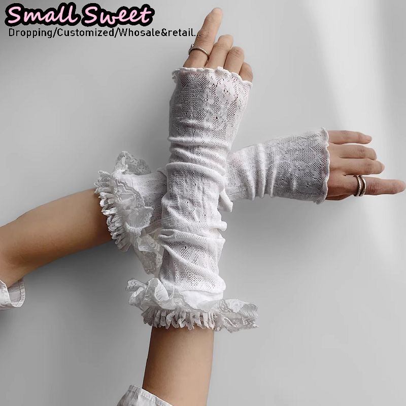 ปลอกแขนสีขาวสไตล์ฮาราจูกุสำหรั - Fingerless Glove Knit บทวิจารณ์และราคา