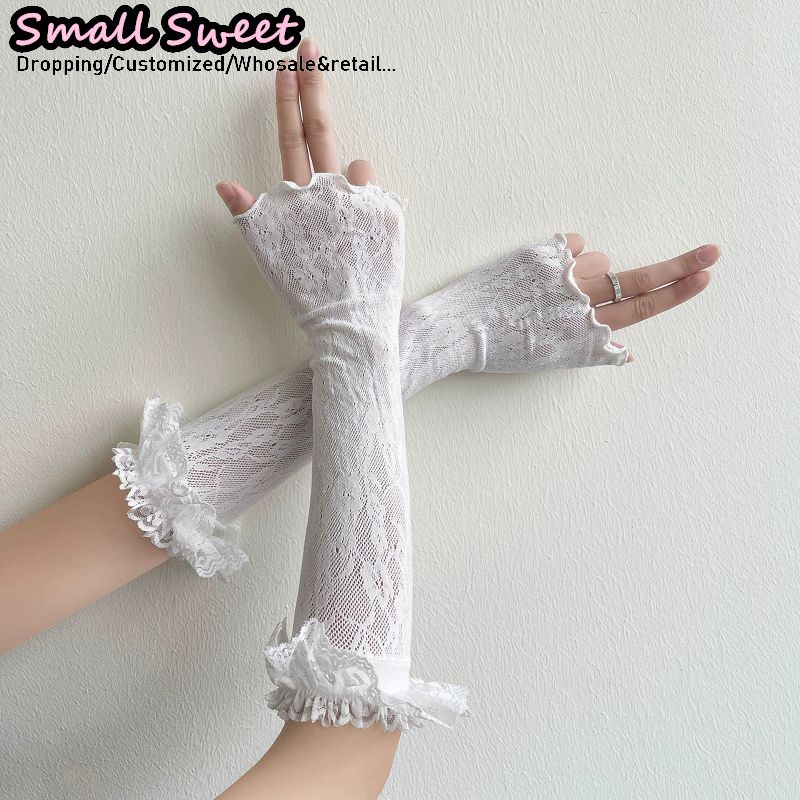 ปลอกแขนสีขาวสไตล์ฮาราจูกุสำหรั - Fingerless Glove Knit บทวิจารณ์และราคา