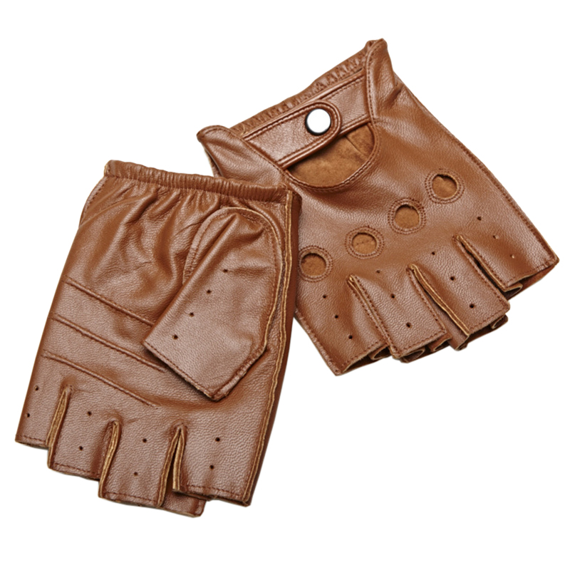 คุณภาพสูง Man's Half Finger ถุ - Leather Driving Glove บทวิจารณ์และราคา