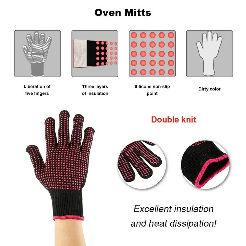 ถุงมือซิลิโคนกันลื่น 1 คู่ สำห - Oven Mitt Silicone บทวิจารณ์และราคา