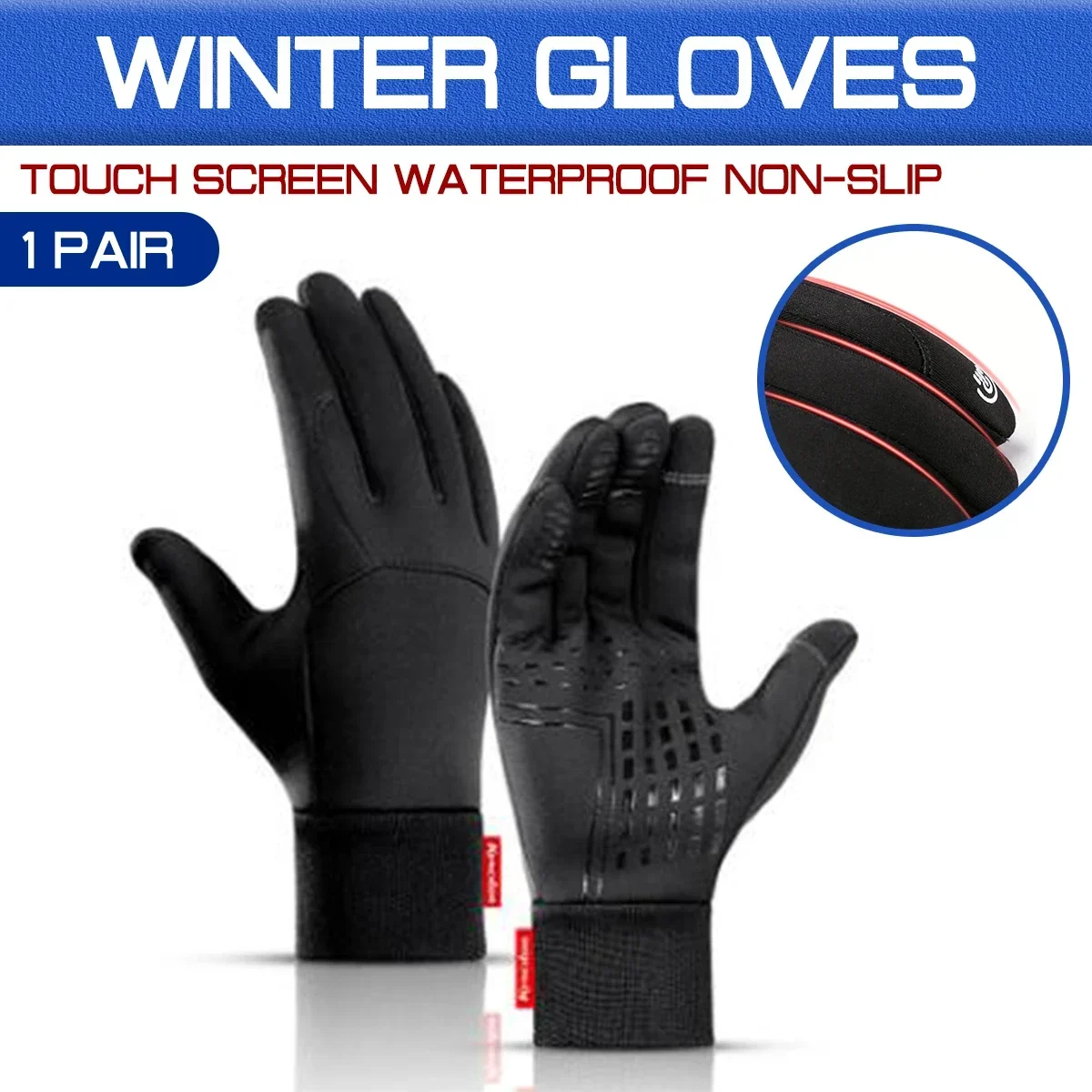 กันน้ําสีดํา/สีเทาลื่นสกีขี่หิ - Ski Glove Waterproof บทวิจารณ์และราคา