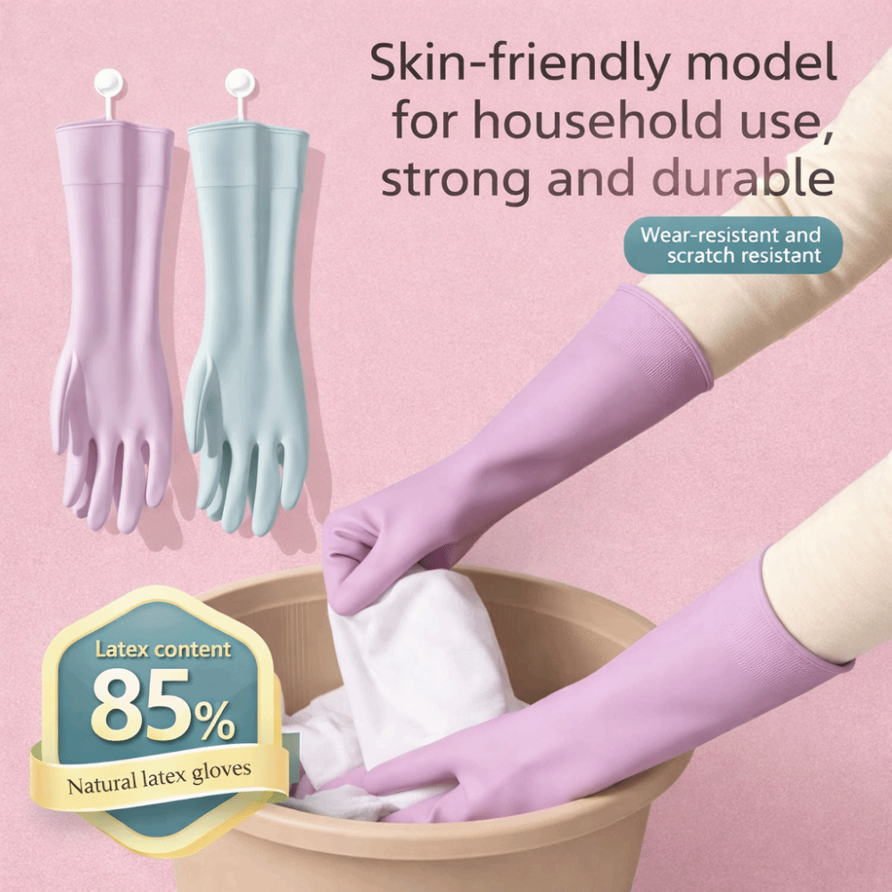 ถุงมือยางล้างจานพร้อมซับในผ้าฝ - Dish Glove Rubber บทวิจารณ์และราคา