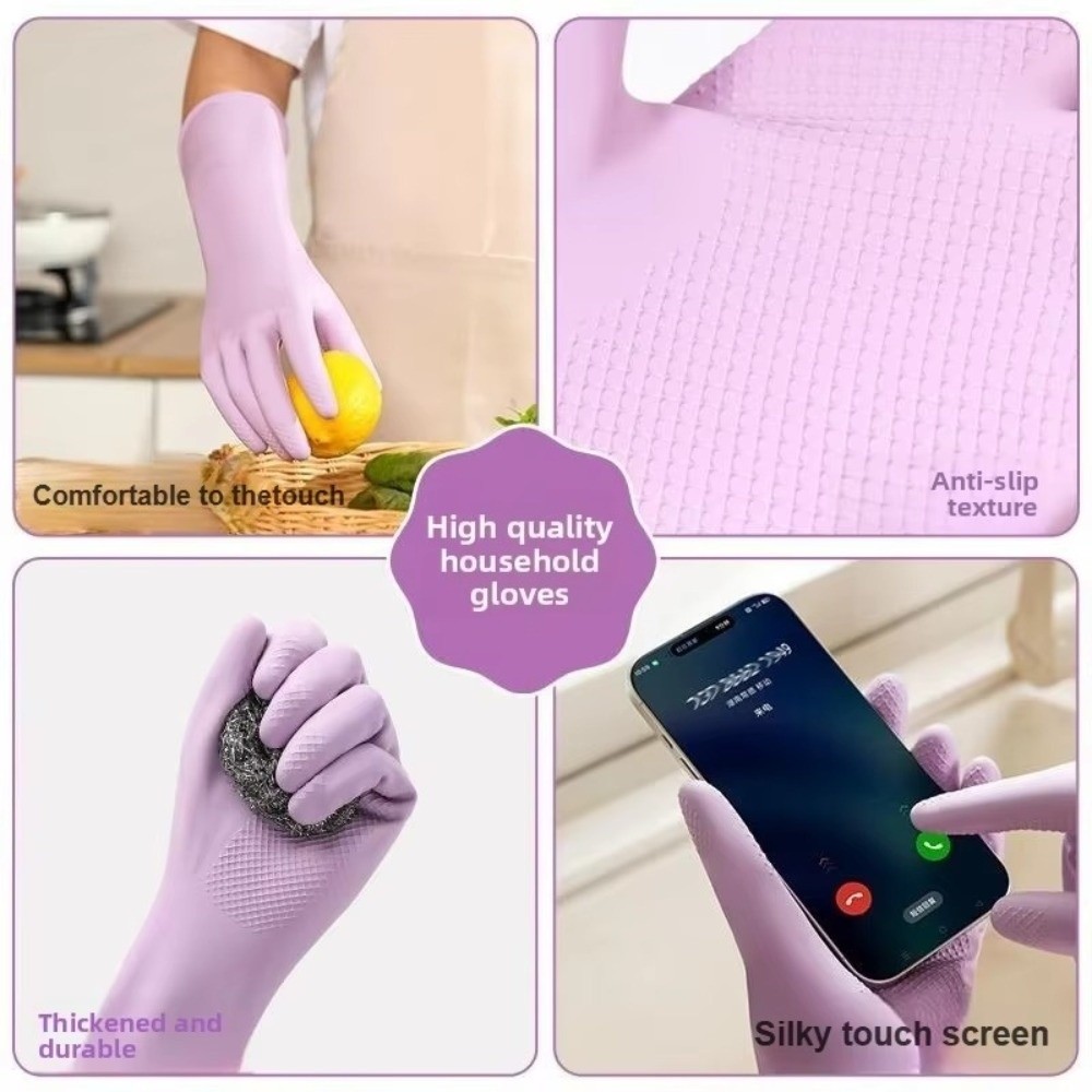 ถุงมือยางล้างจานพร้อมซับในผ้าฝ - Dish Glove Rubber บทวิจารณ์และราคา