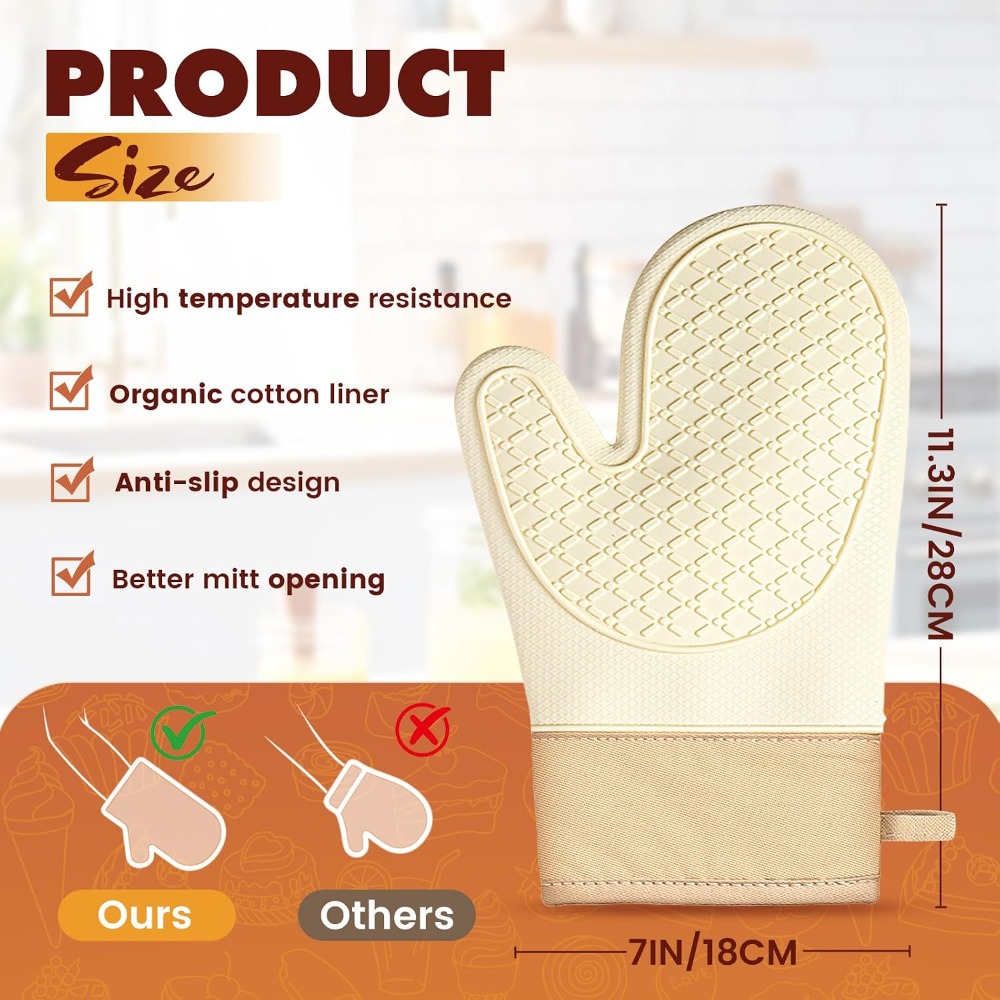 ชุดถุงมือซิลิโคนกันความร้อนสำห - Oven Mitt Silicone บทวิจารณ์และราคา
