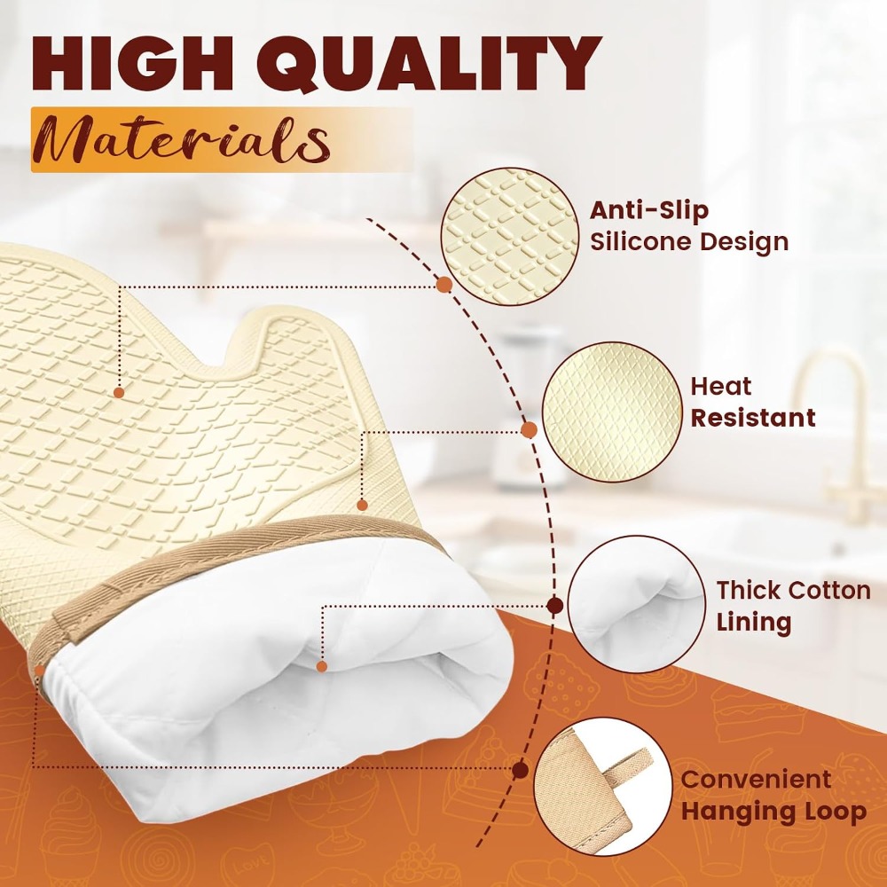 ชุดถุงมือซิลิโคนกันความร้อนสำห - Oven Mitt Silicone บทวิจารณ์และราคา