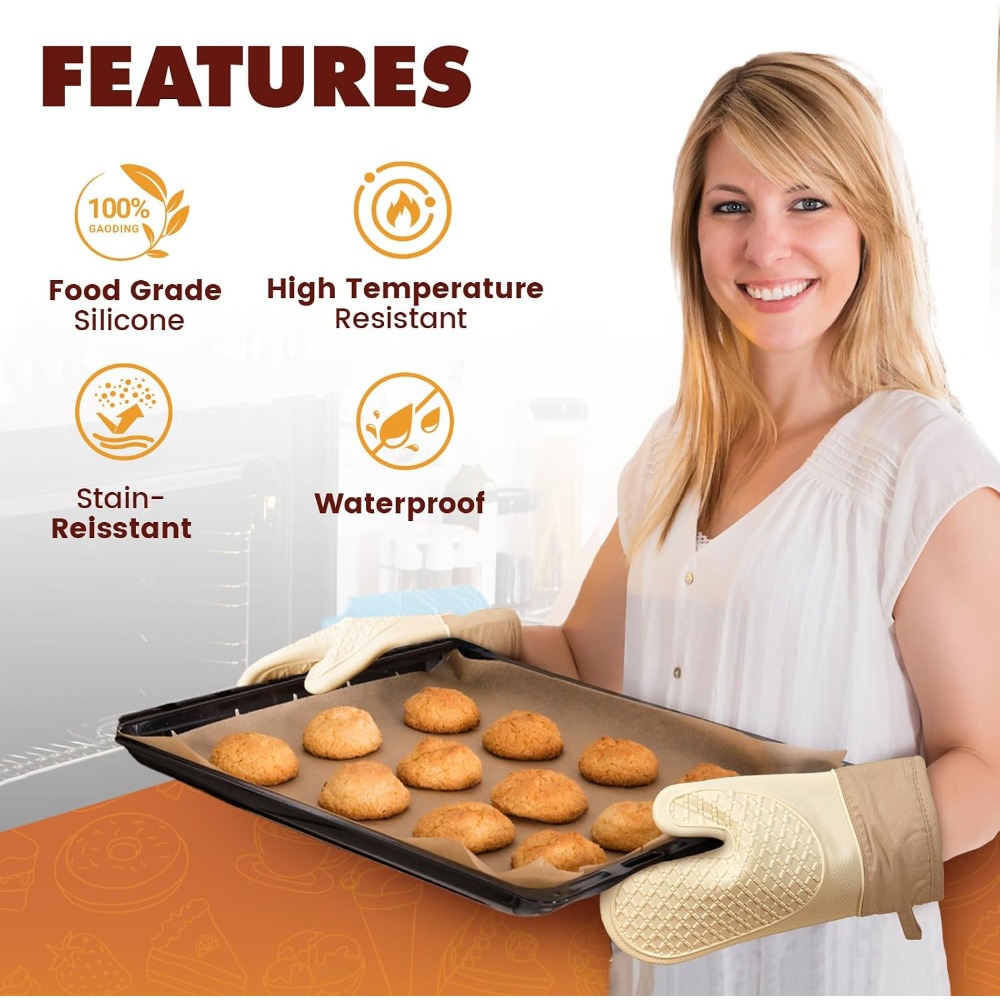 ชุดถุงมือซิลิโคนกันความร้อนสำห - Oven Mitt Silicone บทวิจารณ์และราคา