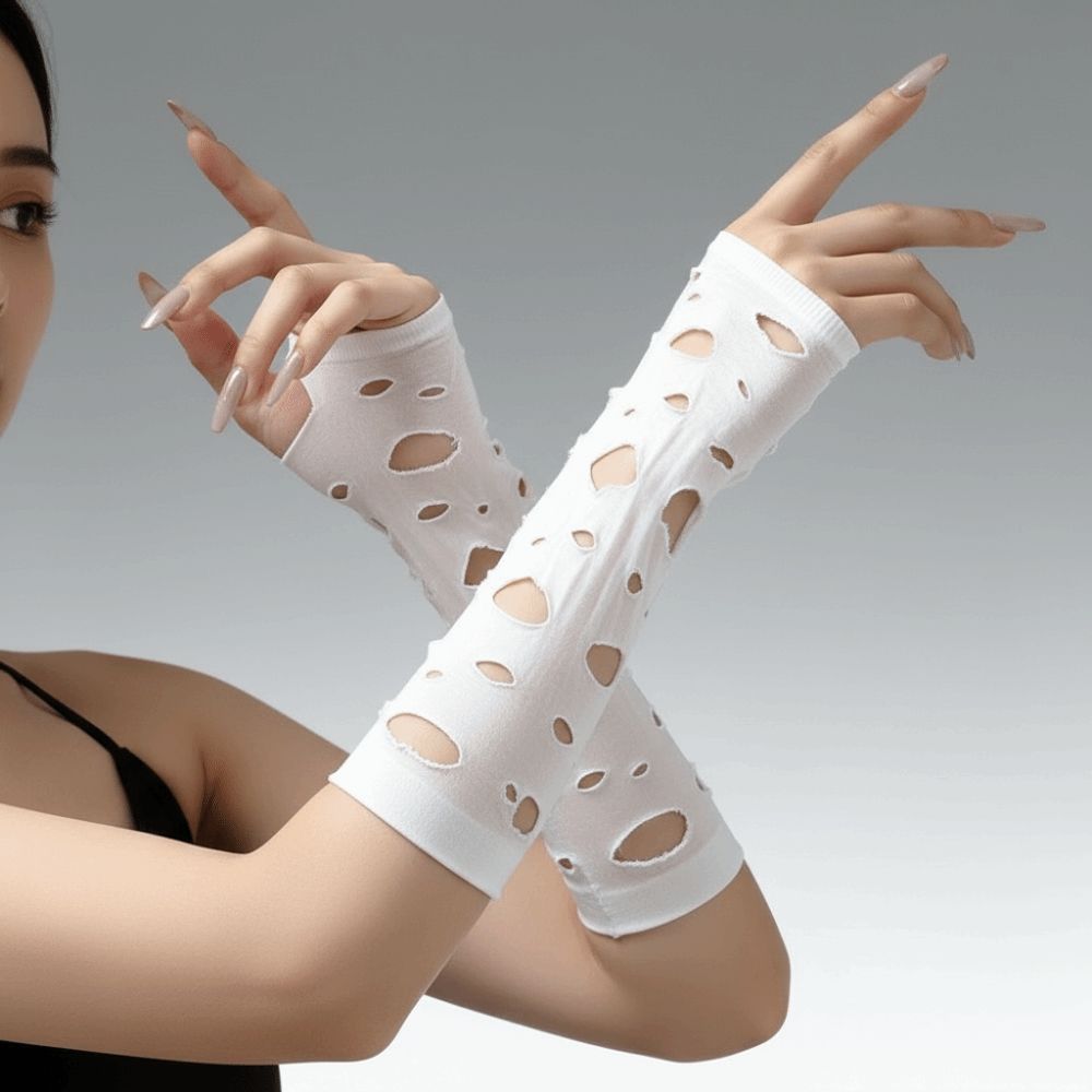 ปลอกแขนกันหนาวแบบถัก สีดำ ปลอก - Fingerless Glove Knit บทวิจารณ์และราคา